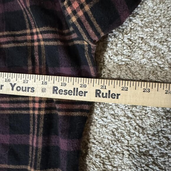 Portuguese Flannel Shirt Mens Medium Black Burgundy Plaid Button Down Cotton - Picture 7 of 8